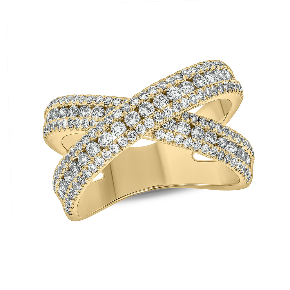 1 1/4 CT. T.W. Criss Cross Diamond Ring in 14K Yellow Gold