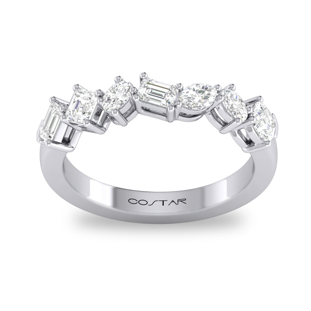 0.85 CT. T.W. Mixed Diamond Fashion Ring in 14K White Gold