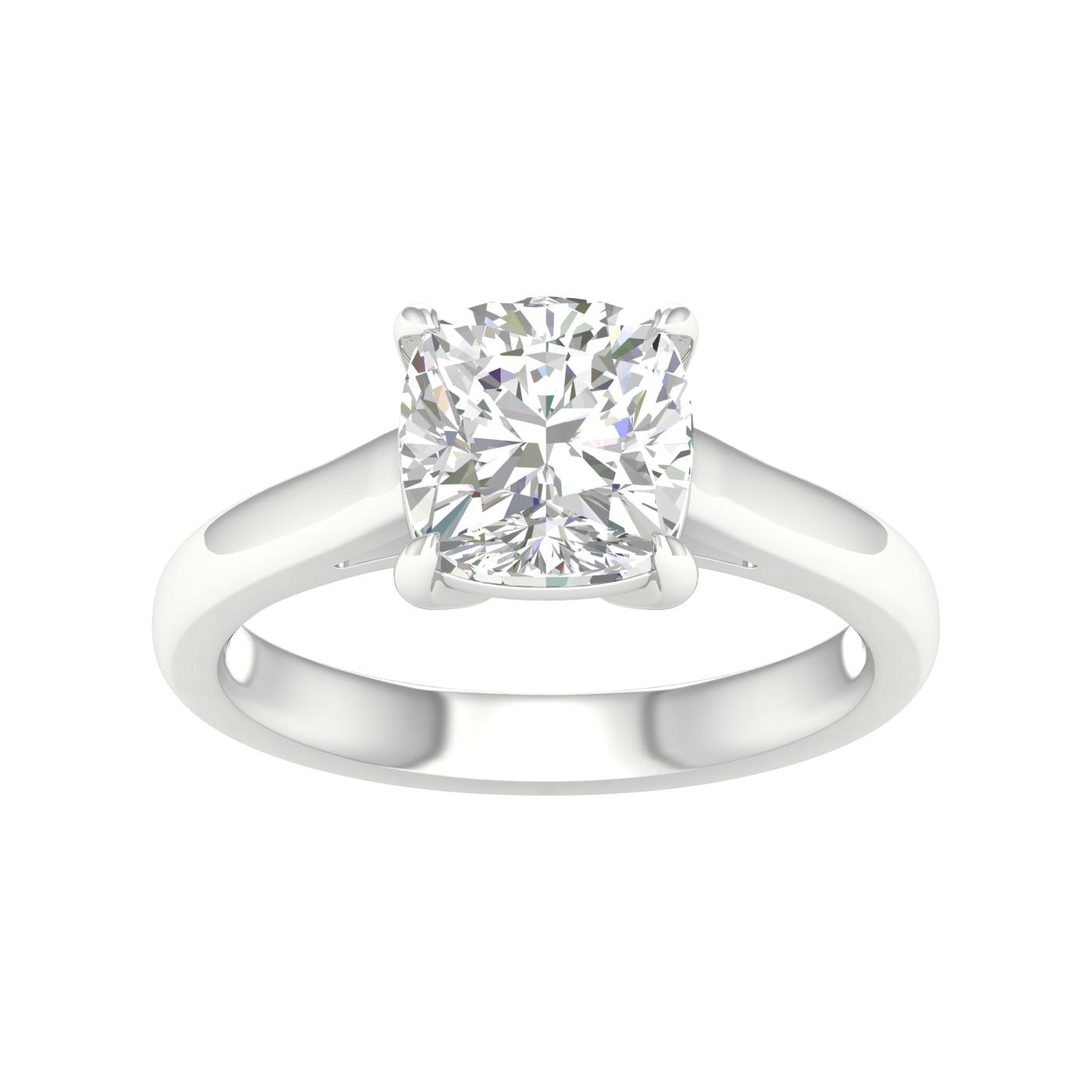 3 CT. Lab Grown Cushion Cut Solitaire Engagement Ring in 14K White Gold