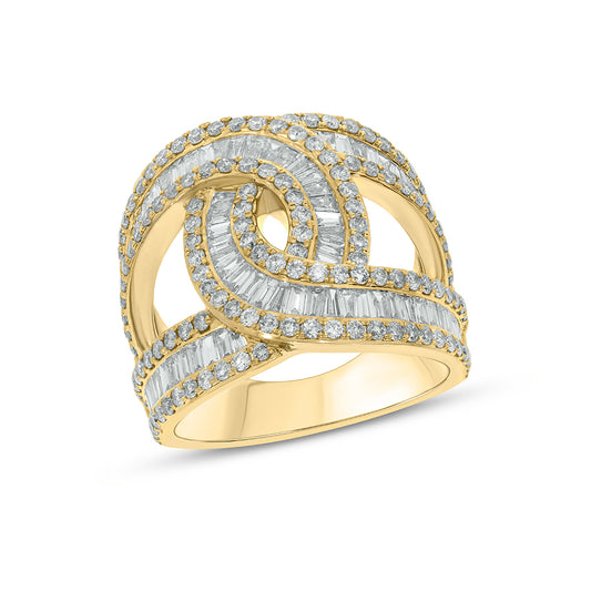 3 CT. T.W. Intertwined Diamond Cocktail Ring in 14K Yellow Gold