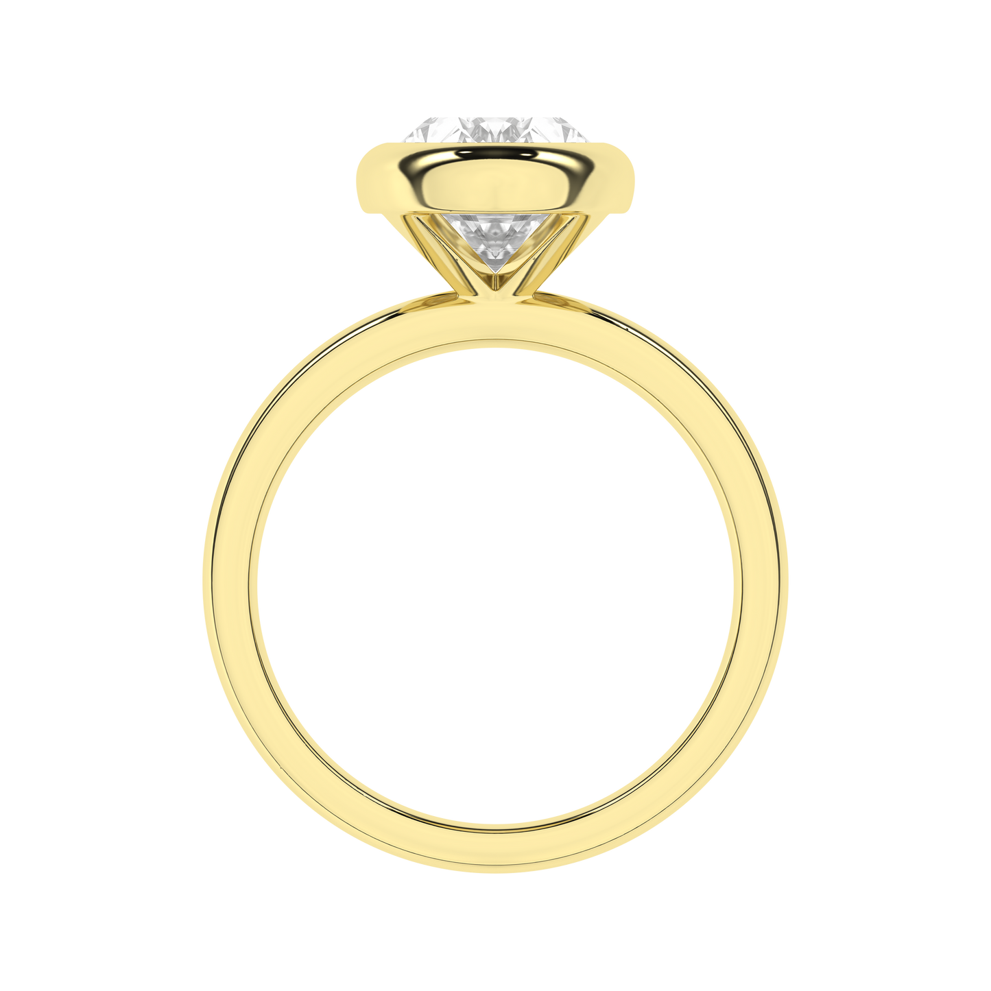 2.5 CT. Lab Grown Oval Bezel Set Solitaire Engagement Ring in 14K Yellow Gold