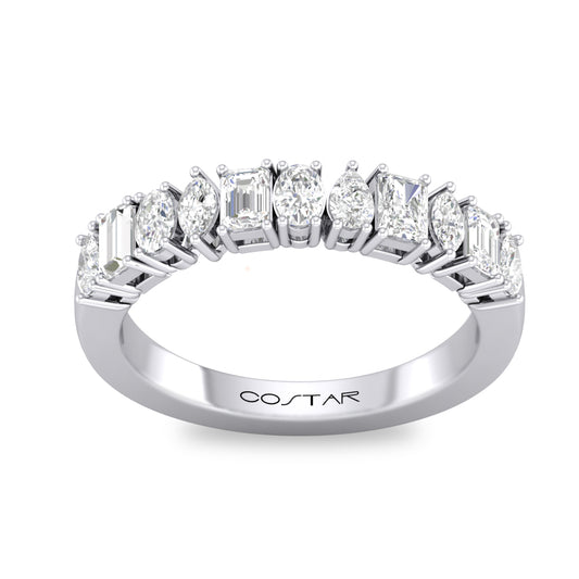 1 CT. T.W. Mixed Fancy Shaped Diamond Band in 14K White Gold