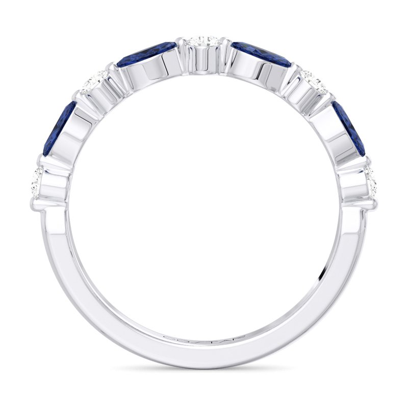 0.18 CT. T.W. Diamond and 0.42 CT. T.W. Blue Sapphire Alternating Band in 14K White Gold