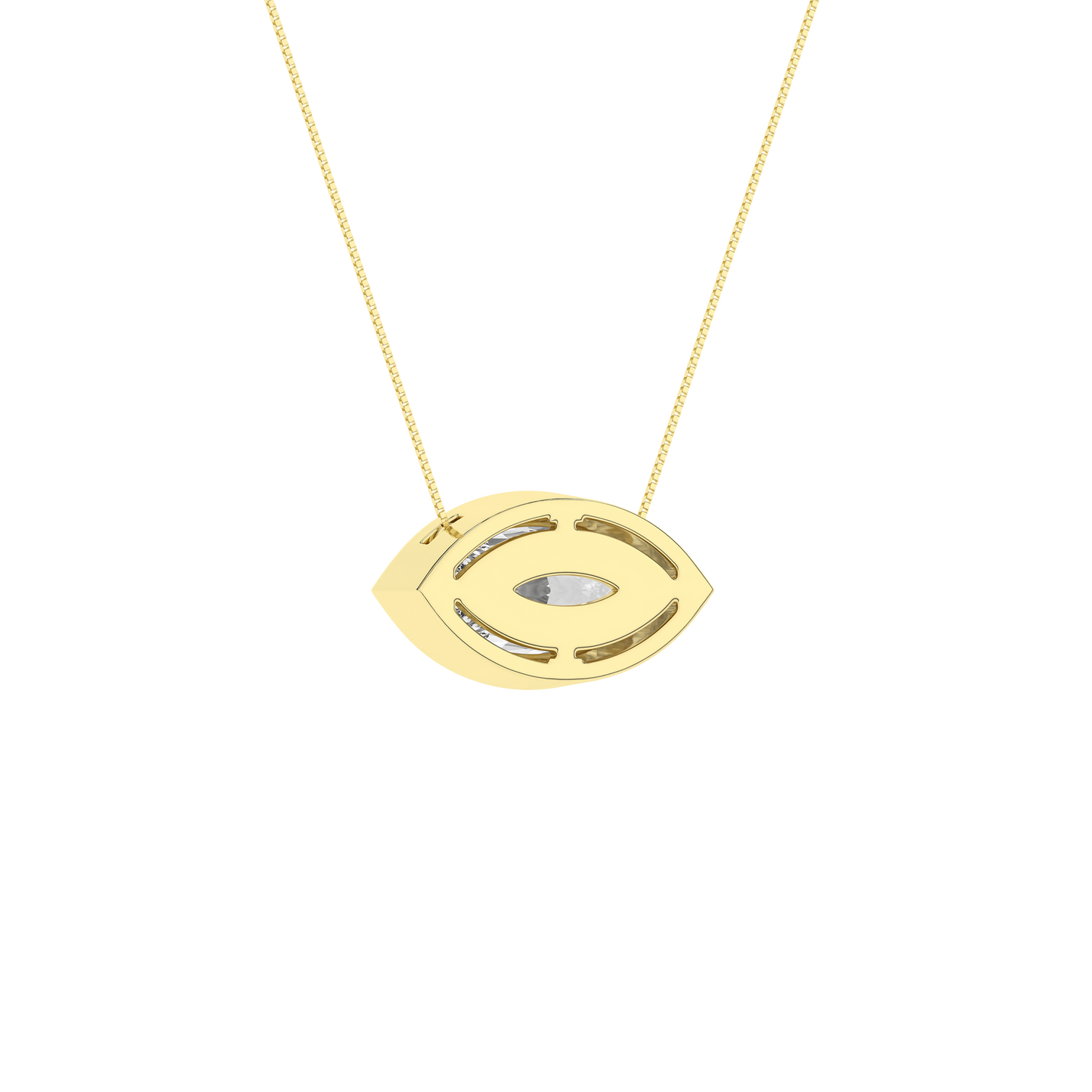 2 CT. Lab Grown Marquis Diamond Bezel Set Solitaire Necklace in 14K Yellow Gold