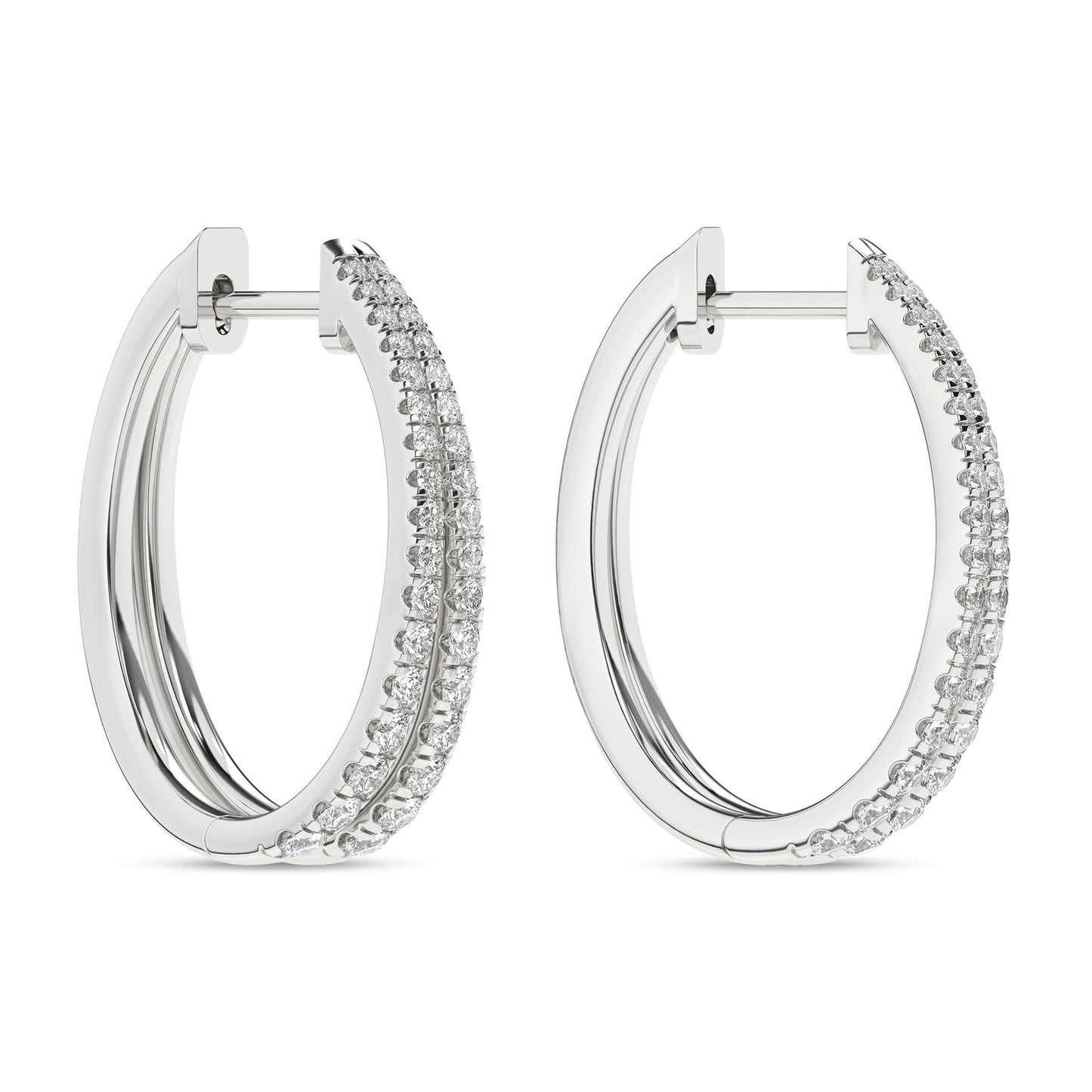 1 CT. T.W. Lab Grown Diamond Split Hoops in 14K White Gold