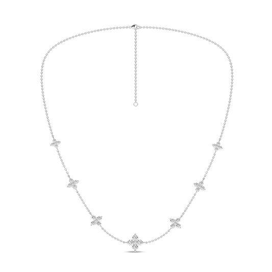 2 CT. T.W. Lab Grown Diamond Petal Station Necklace in 14K White Gold