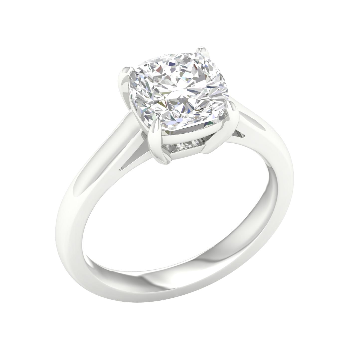 3 CT. Lab Grown Cushion Cut Solitaire Engagement Ring in 14K White Gold