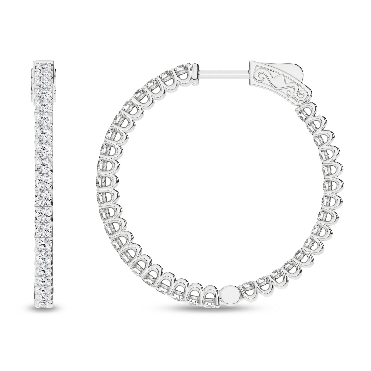 2 CT. T.W. Lab Grown Diamond Inside-Out Hoop Earrings in 14K White Gold