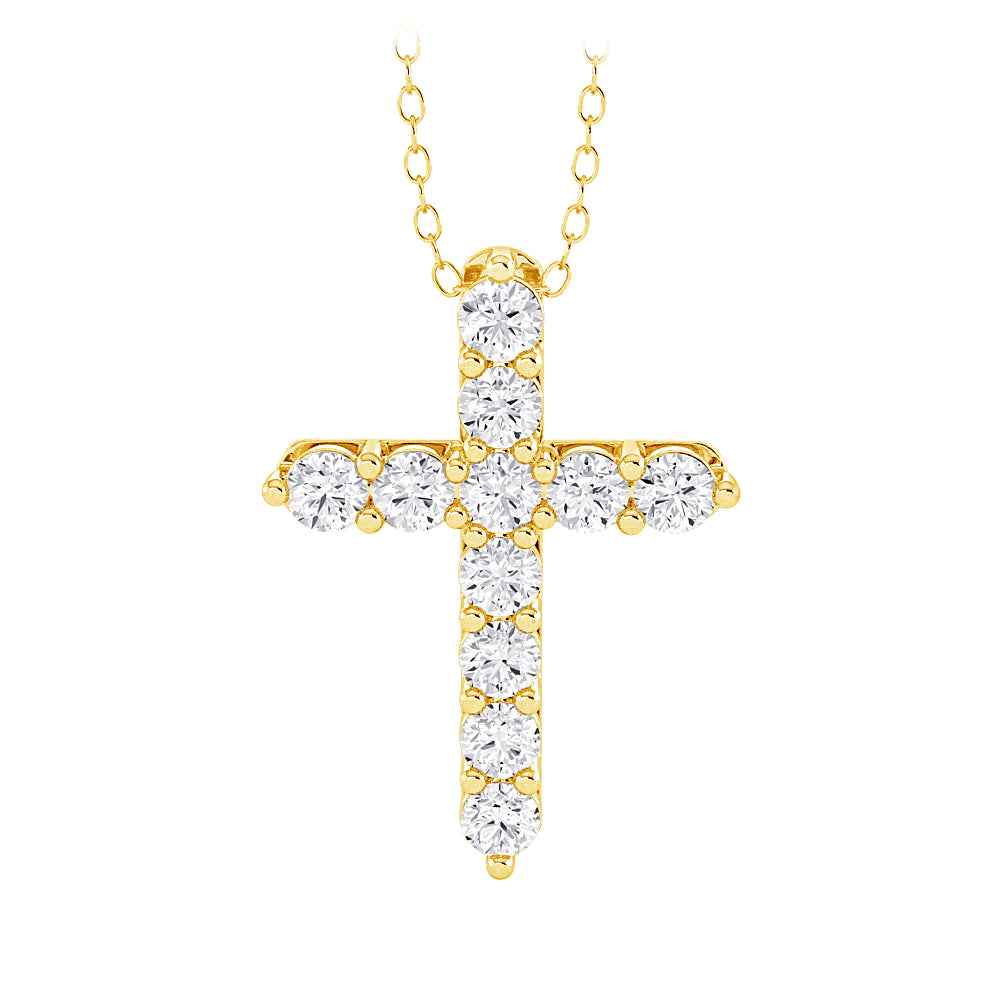 1.6 CT. T.W. Diamond Cross Necklace in 14K Yellow Gold