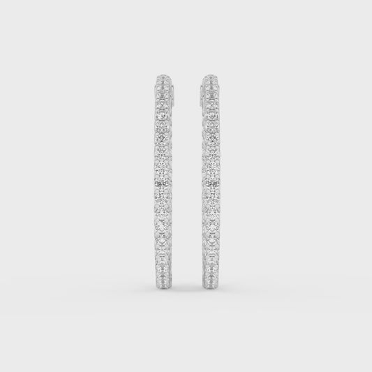 4 CT. T.W. Lab Grown Diamond Inside-Out Hoop Earrings in 14K White Gold