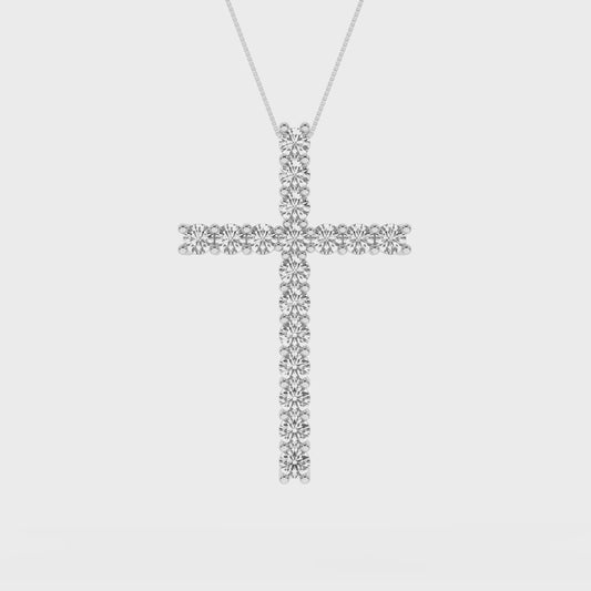 1 CT. T.W. Lab Grown Diamond Cross Necklace in 14K White Gold