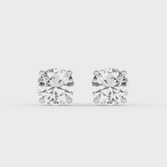 3 CT. T.W. Lab Grown Round Diamond Stud Earrings in 14K White Gold