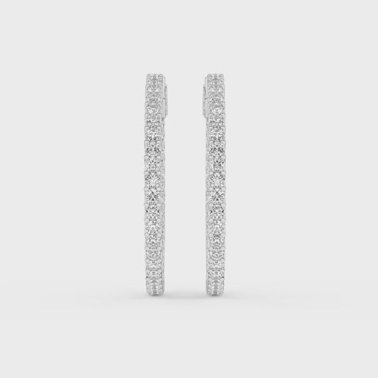 2 CT. T.W. Lab Grown Diamond Inside-Out Hoop Earrings in 14K White Gold