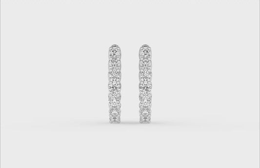 2 CT. T.W. Lab Grown Diamond Oval Shaped Hoop Earrings in 14K White Gold