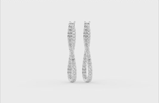 2 CT. T.W. Lab Grown Diamond Curvy Hoop Earrings in 14K White Gold