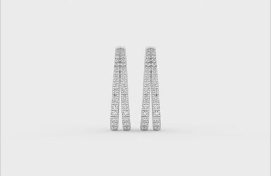 1 CT. T.W. Lab Grown Diamond Split Hoops in 14K White Gold