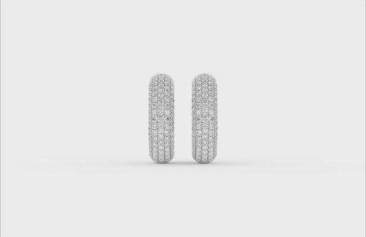 2 CT. T.W. Lab Grown Diamond Pavé Inside-Out Dome Hoop Earrings in 14K White Gold