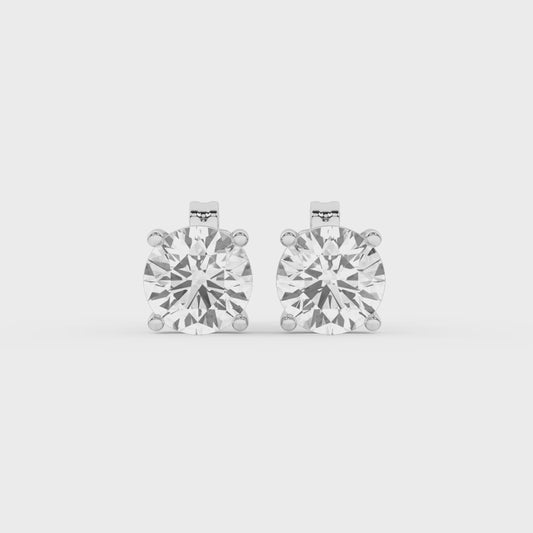 1.5 CT. T.W. Lab Grown Round Diamond Stud Earrings in 14K White Gold